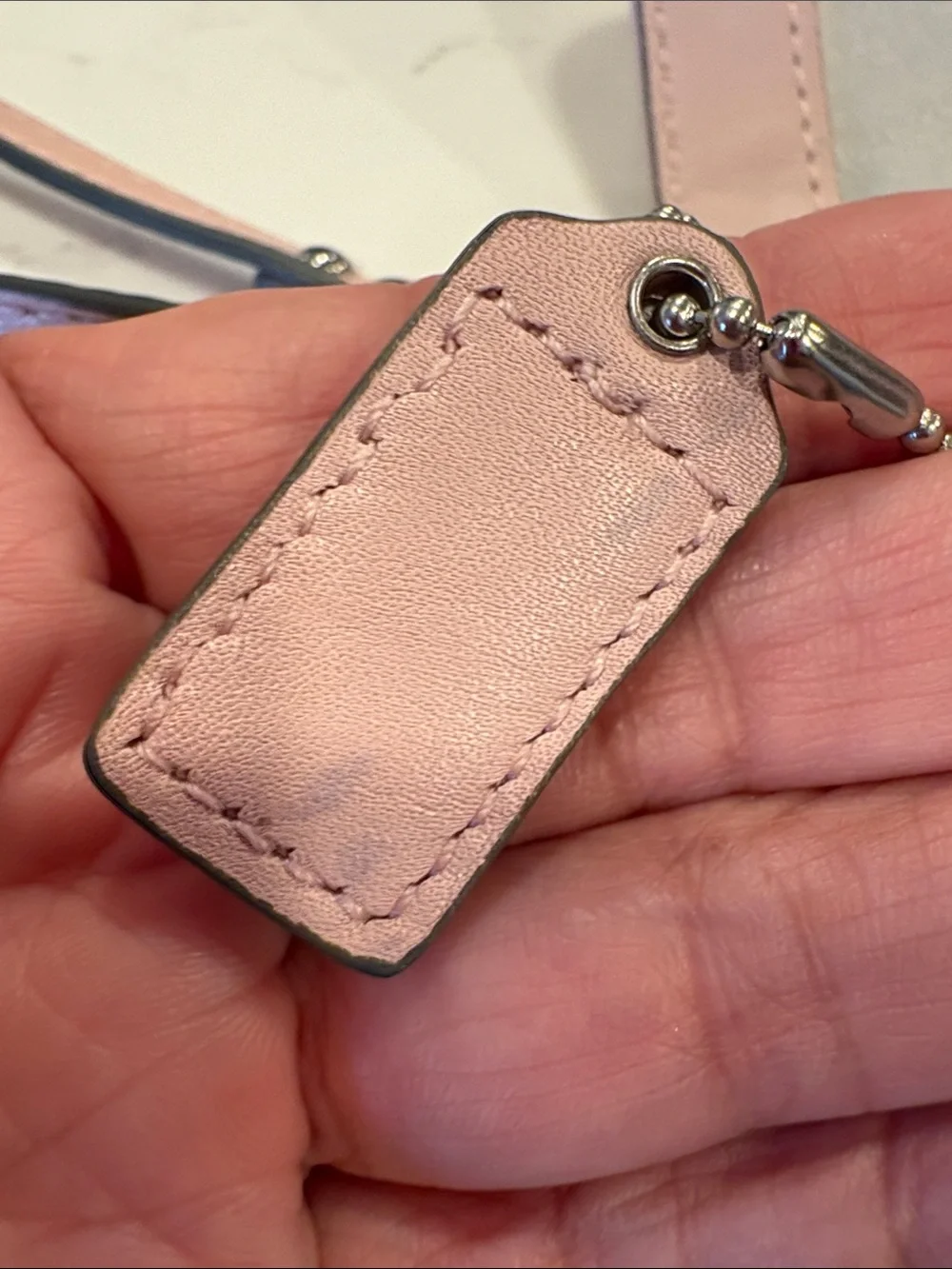 Coach Pale Pink Leather Wristlet Clutch with Silver Hardware